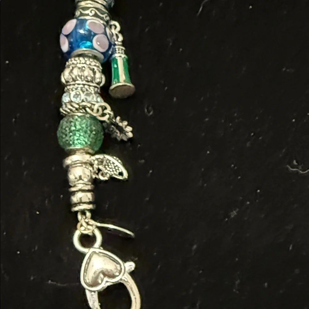 Elegant Silver and Blue Charm Bracelet - Picture 3 of 3